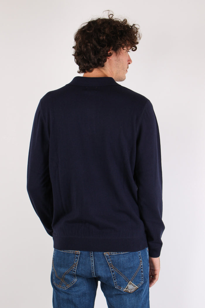 Polo Mezza Zip Navy Blue-4