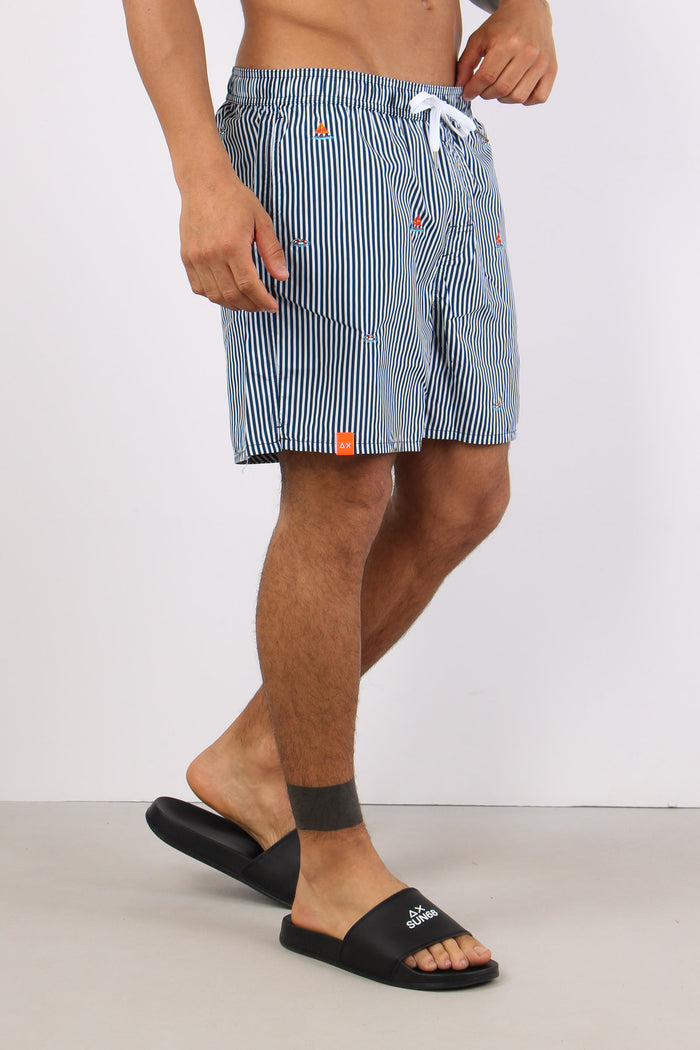 Costume Pantalone Ricamo Navy/bianco-7