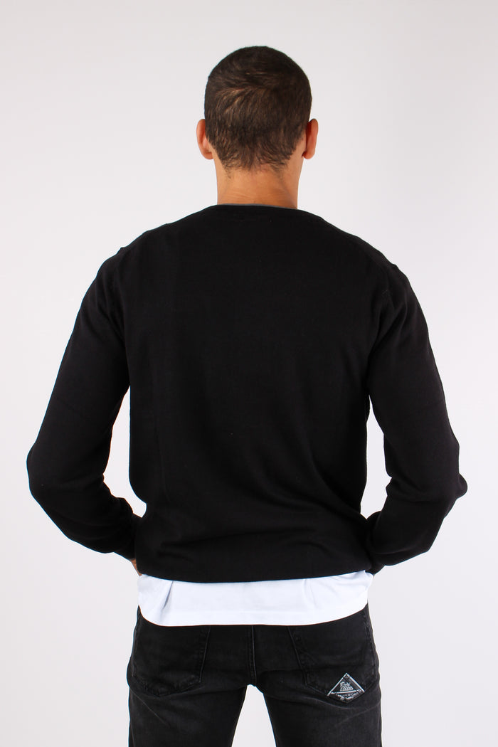 Maglia Misto Lana Profilo Coll Nero-3