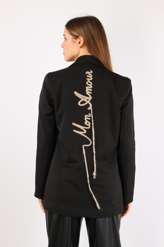 Giacca Doppiopetto Ricamo Mon Nero-8