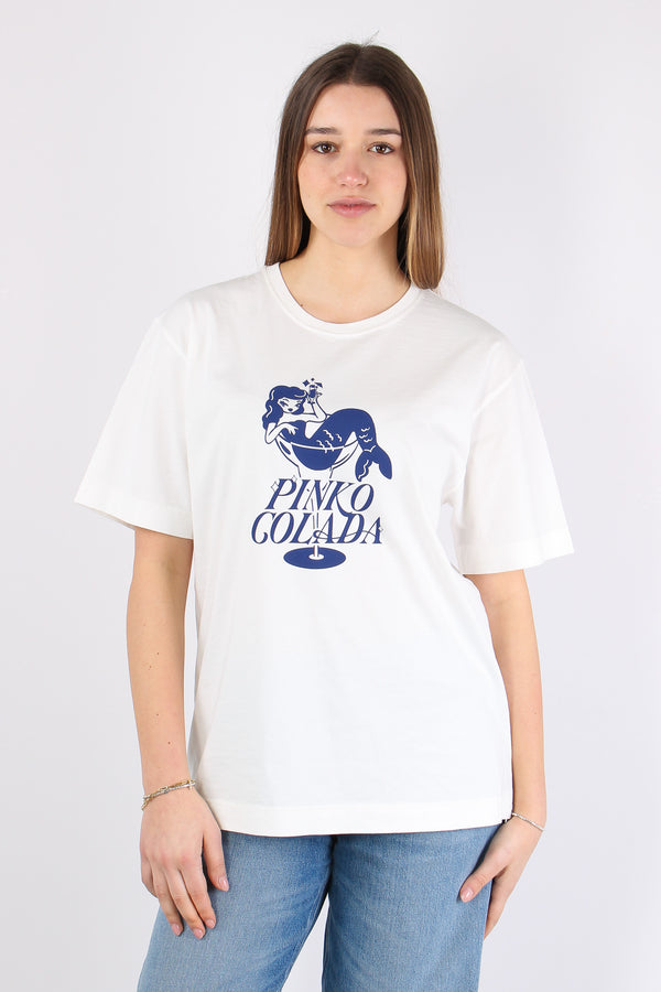 Strepitoso T-shirt Stampa Cola Bianco/blu-2