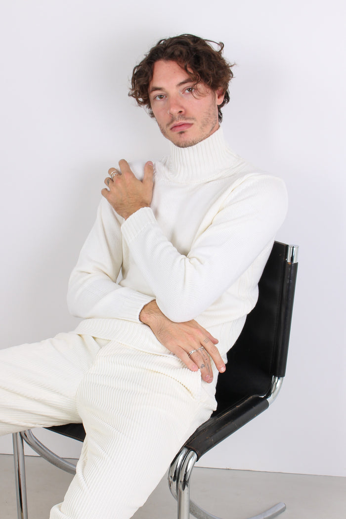 Maglia Collo In Piedi Panna-5