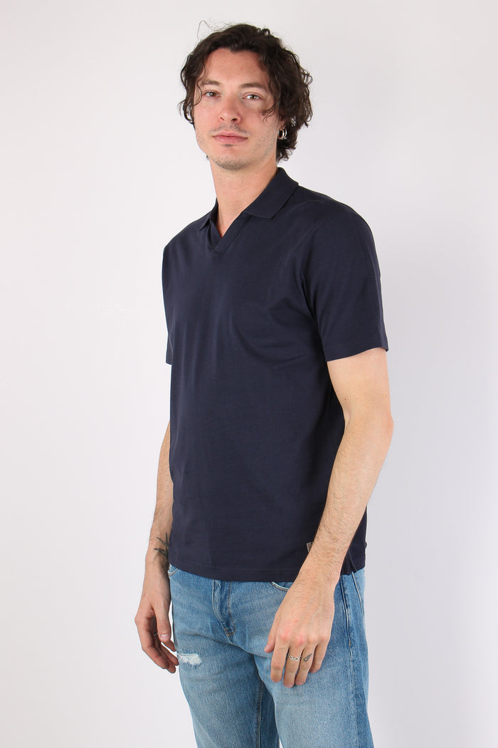 Polo Derby Cotone Blu Navy-3