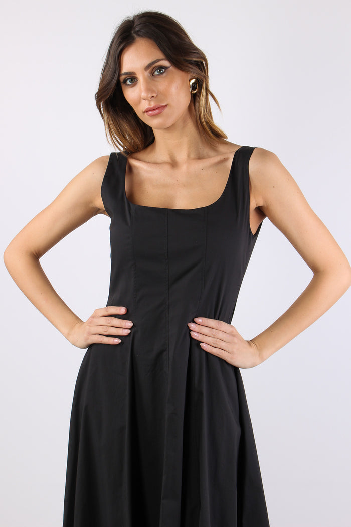 Abito Scavo Quadro Cotone Nero-7
