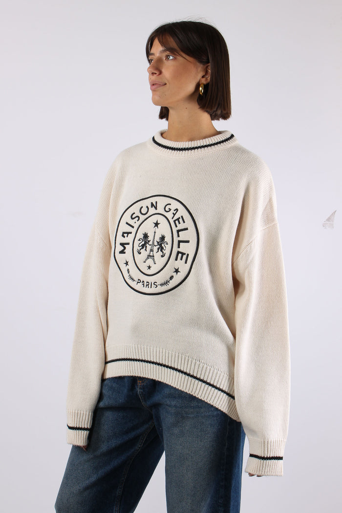 Maglia Maxi Logo Maison Gaelle Crema-6
