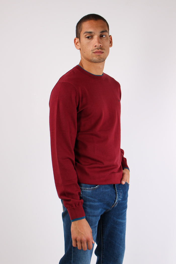 Maglia Misto Lana Profilo Coll Bordeaux-6