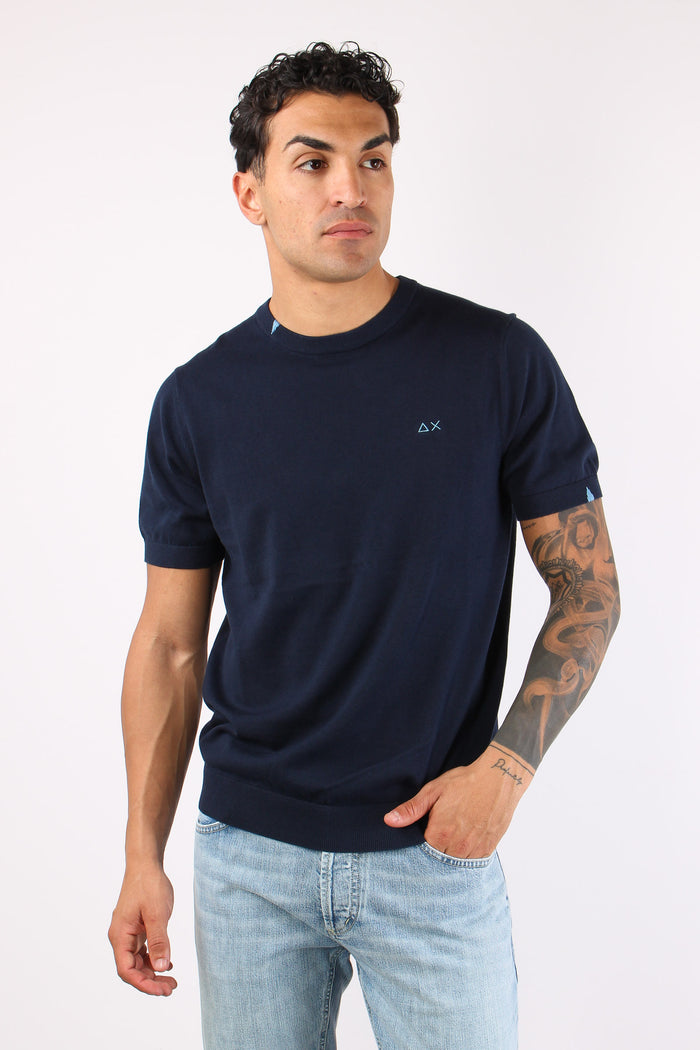 Maglia Girocollo M/m Filo Navy Blue