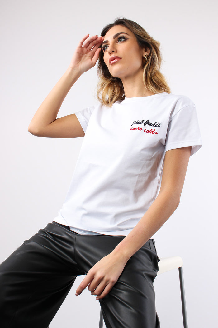 T-shirt Ricamo Piedi Freddi C Bianco-4