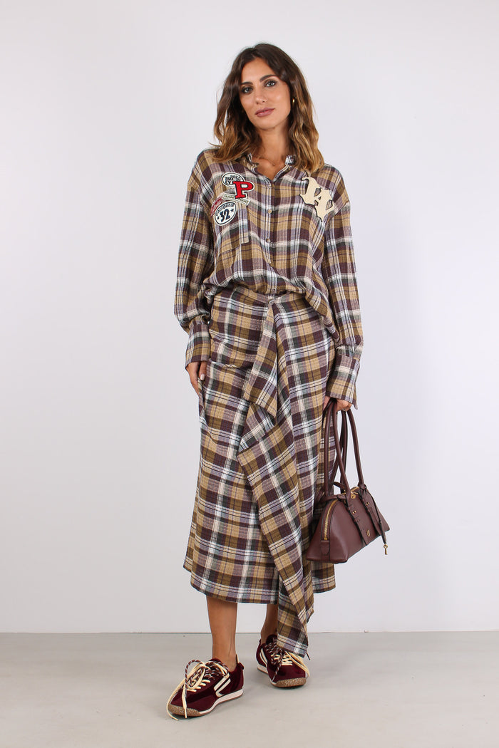 Gonna Portafoglio Check Malva/beige-5