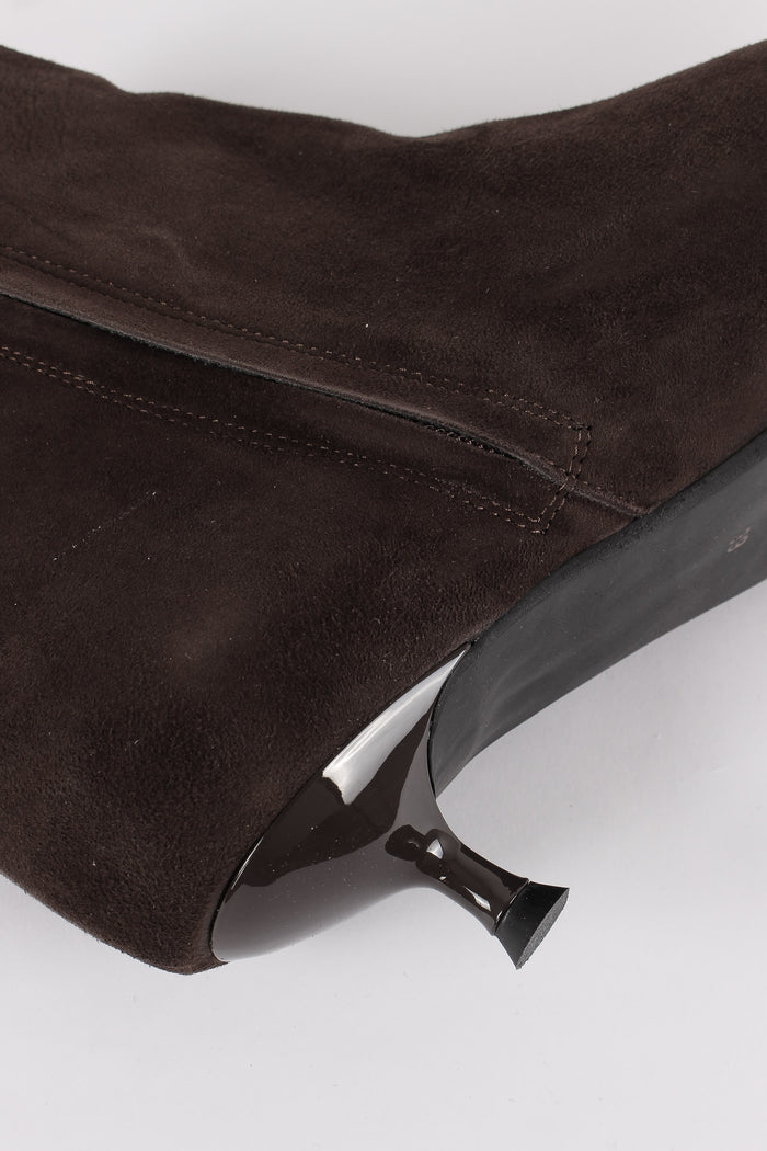 Tronchetto Suede Tacco Basso Moro-7