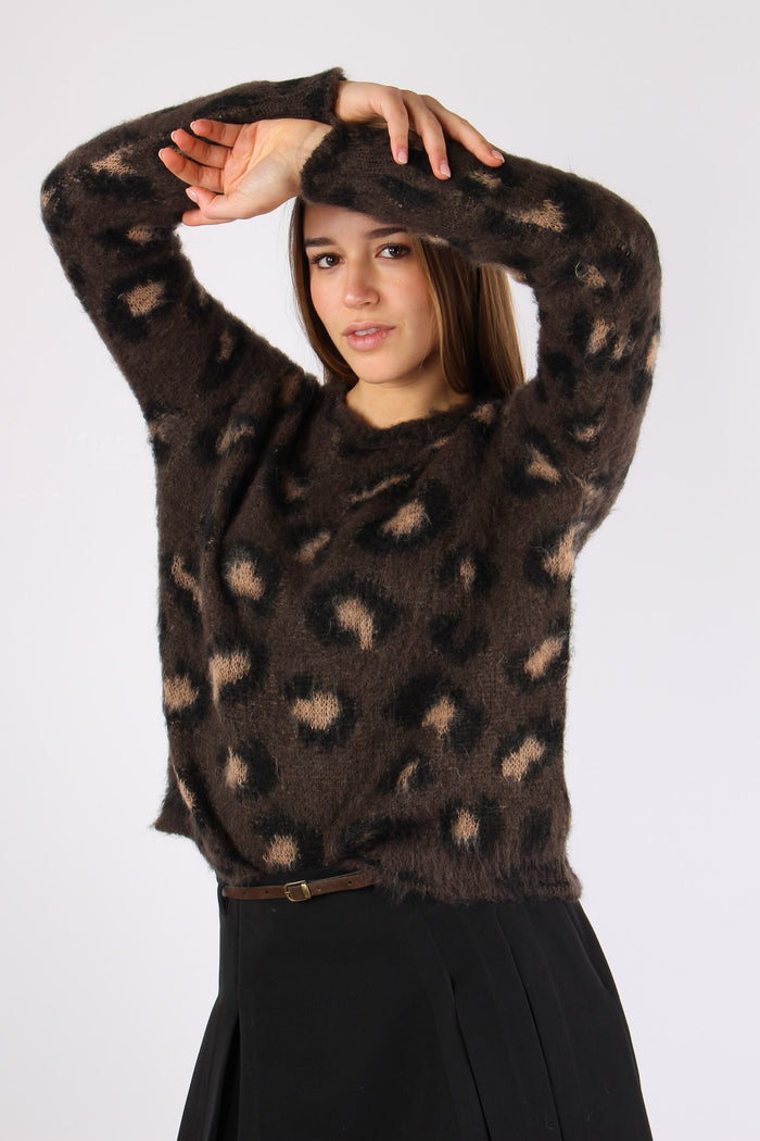 Girocollo Macula Misto Alpaca Marrone-4