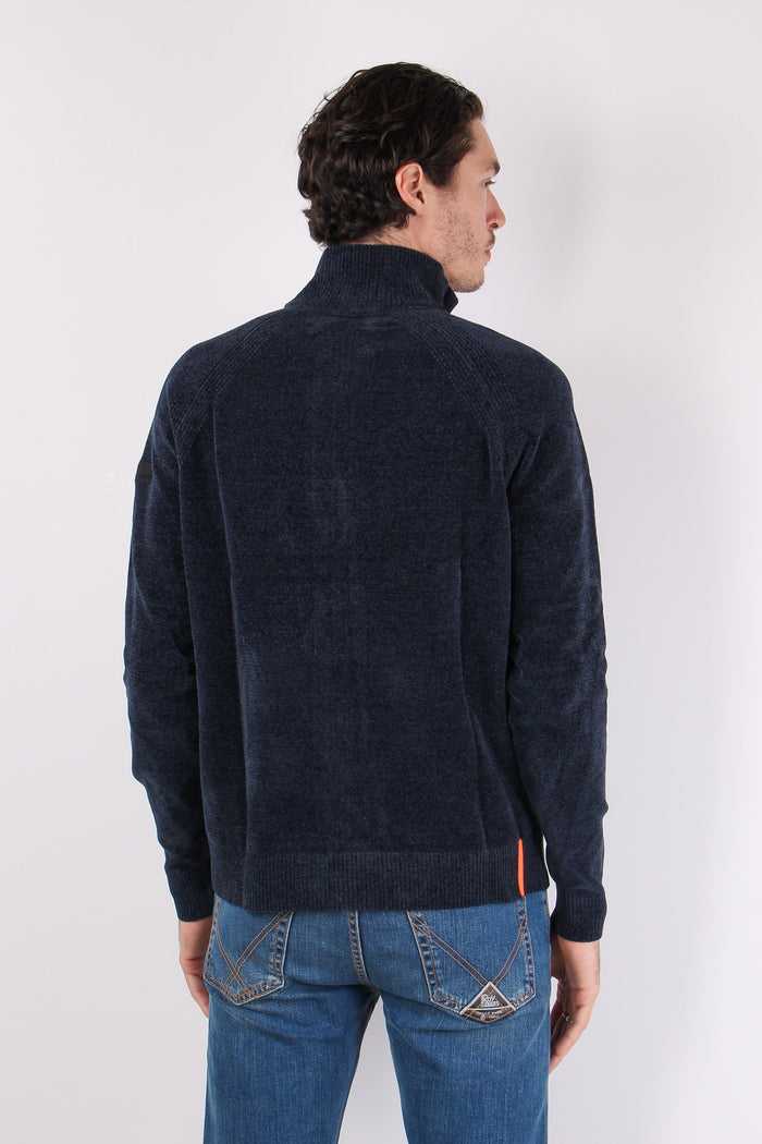 Maglia Zip Ciniglia Blue Black-4