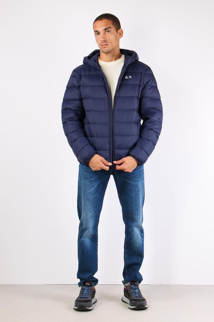 Piumino Cappuccio Navy Blue-3