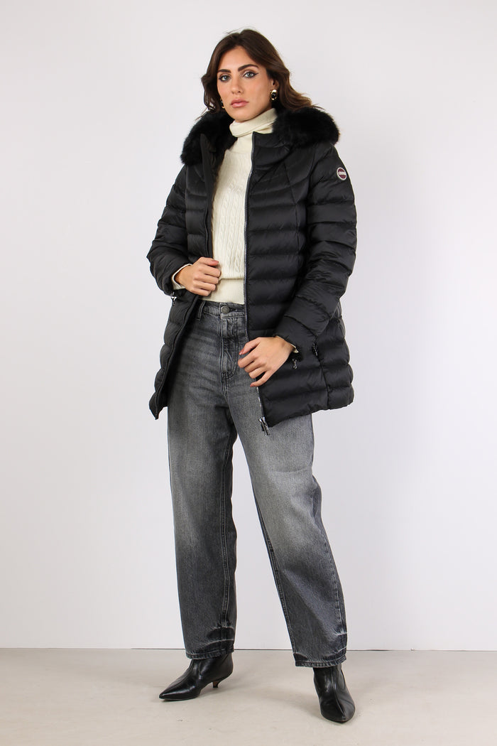 Piumino Svasato Ecopelliccia Nero-3
