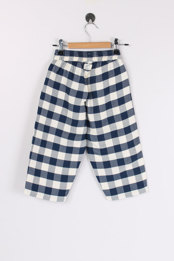 Pantalone Ampio Quadro Navy/ivory-2