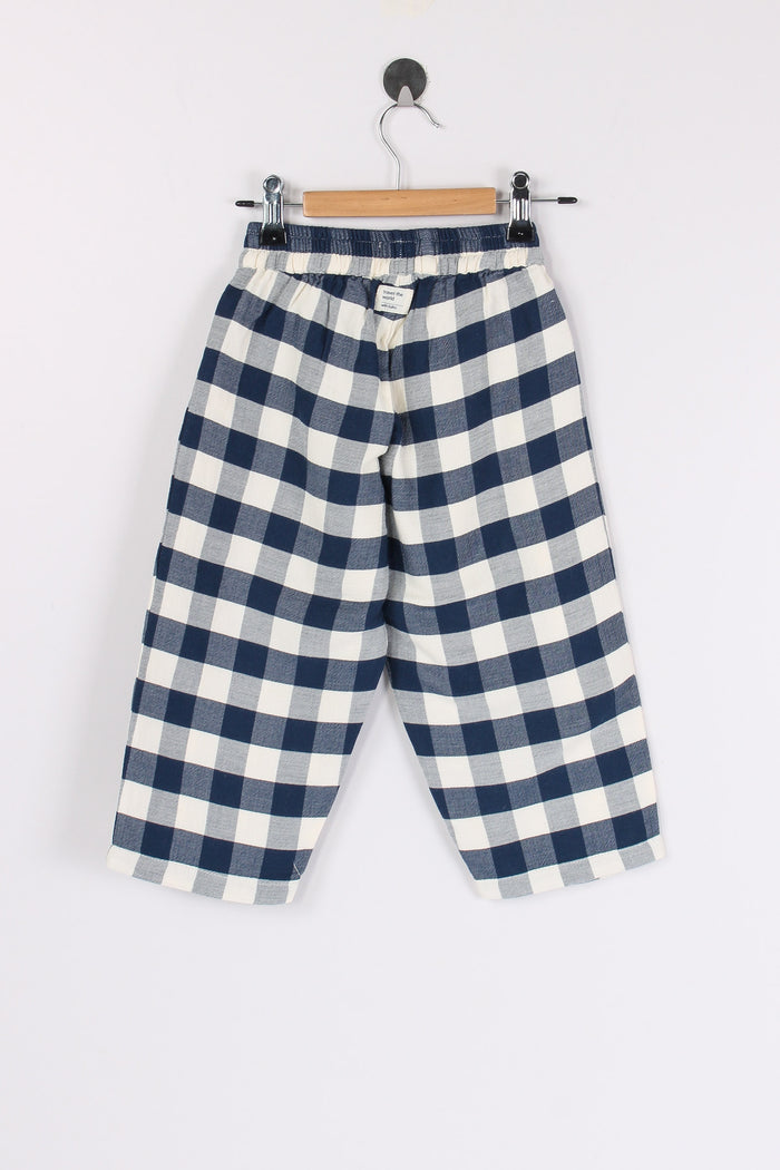 Pantalone Ampio Quadro Navy/ivory-2