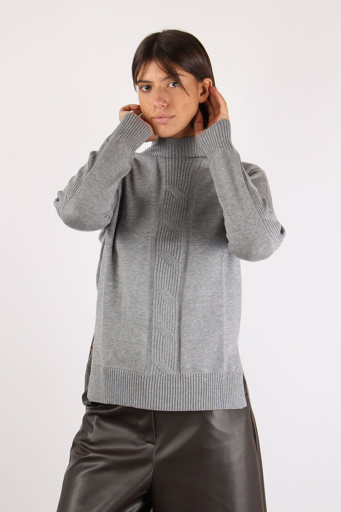 Maglia Viscosa Treccia Grigio-3