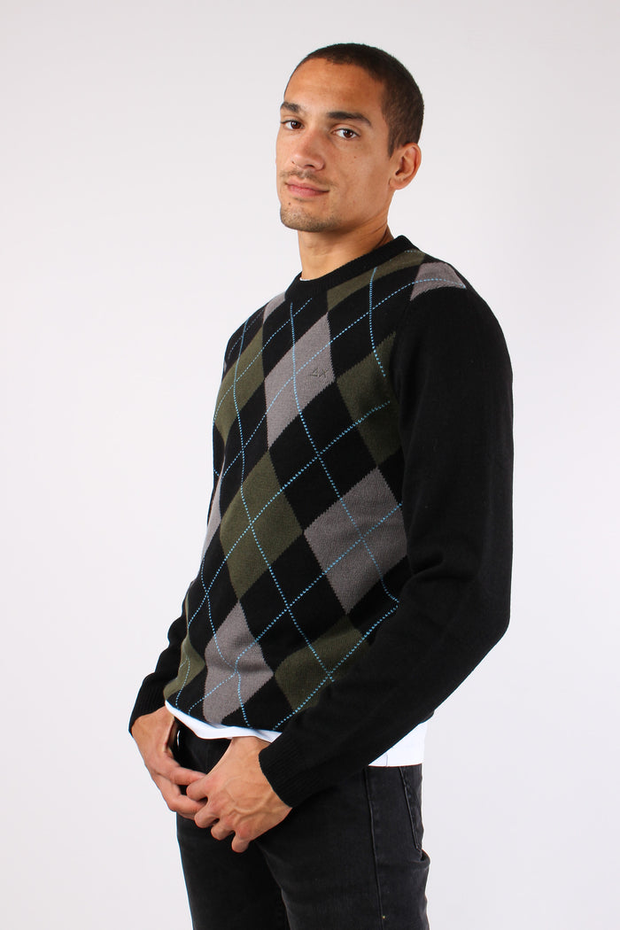 Maglia Losanghe Lana Cashmere Nero/militare-4