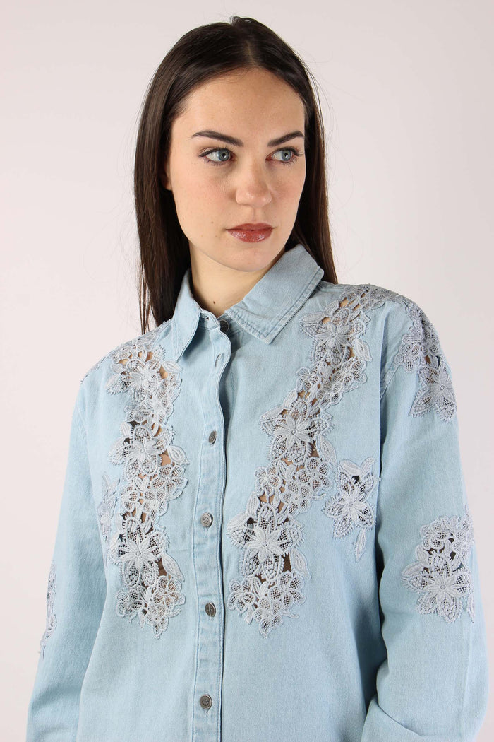 Camicia Denim Pizzo Denim Chiaro-8