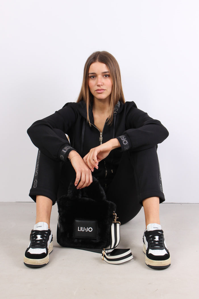 Pantaloni Modal Banda Strass Nero-6