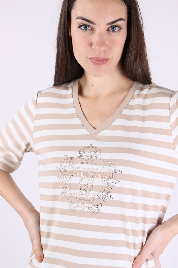 T-shirt Riga Scollo V White/almond-7