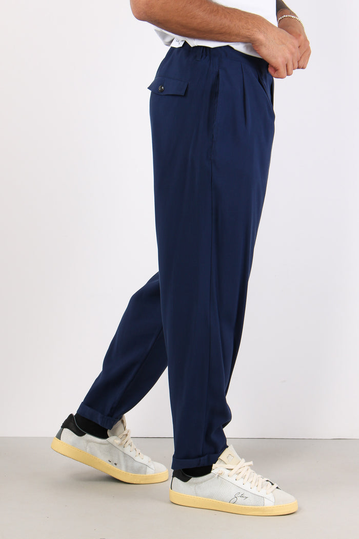 Banana Pantalone Cupro Blu-5