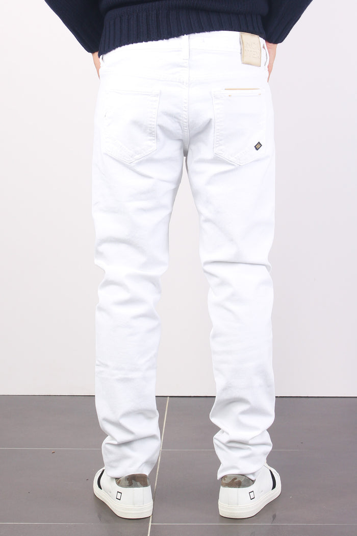 Jeans Cinque Tasche Logo Bianco Ottico-3