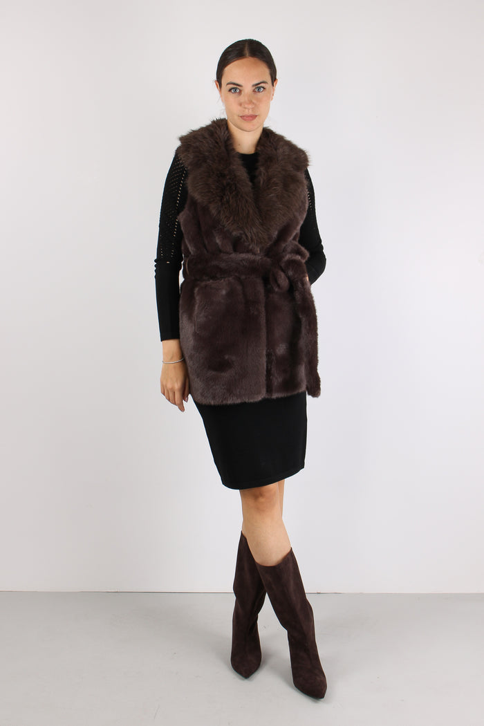 Princess Gilet Ecopelliccia Cinturato Moro