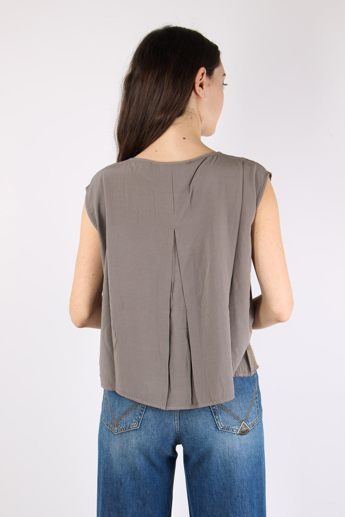 Top Smanicato Ricami Lurex Tortora-3