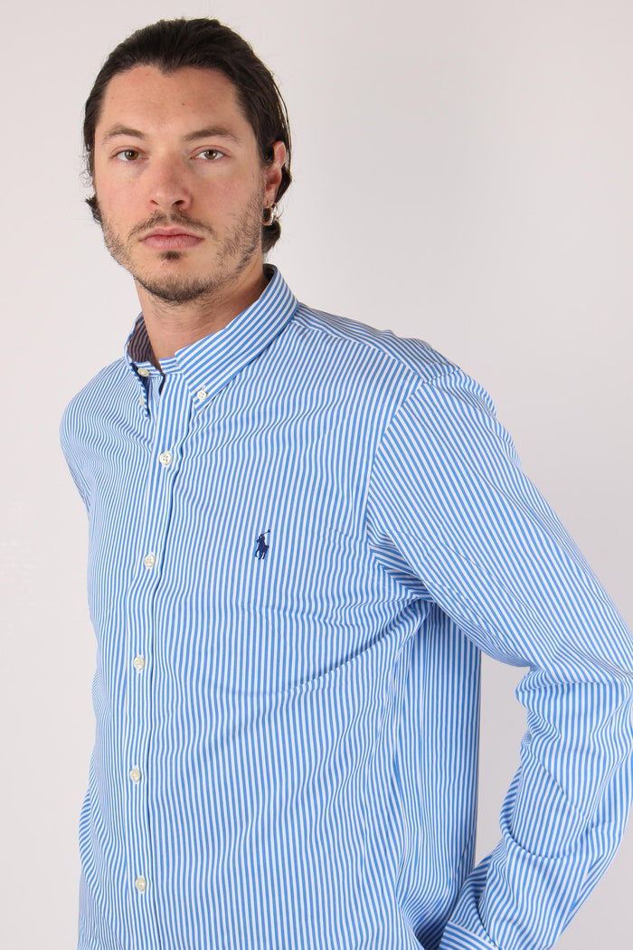 Camicia Slim Popeline Riga Light Blu/white-6
