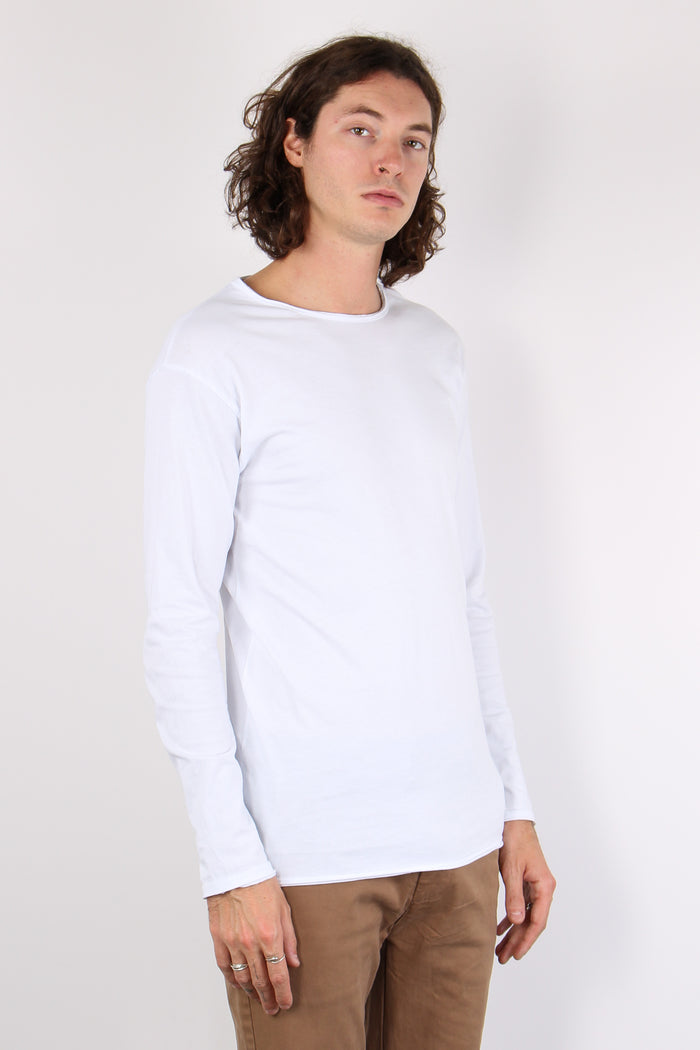 T-shirt Manica Lunga Cotone Bianco-4