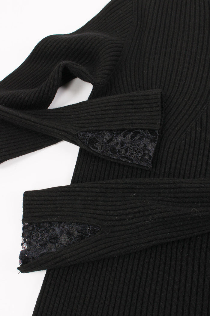 Maglia Costina Pizzo Polsi Nero-8