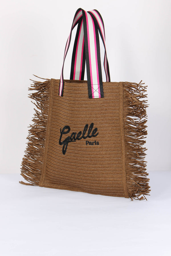 Shopping Rafia Ricamo Logo Nero-2