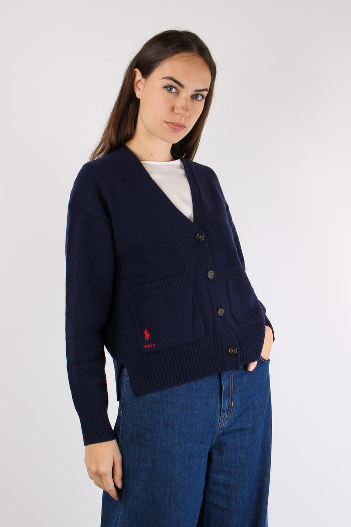 Cardigan Tasche Applicate Hunter Navy-3