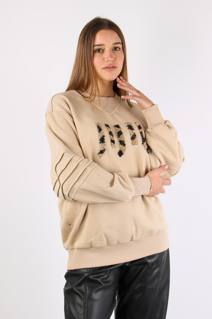 Felpa Logo Strass Vanilla-7