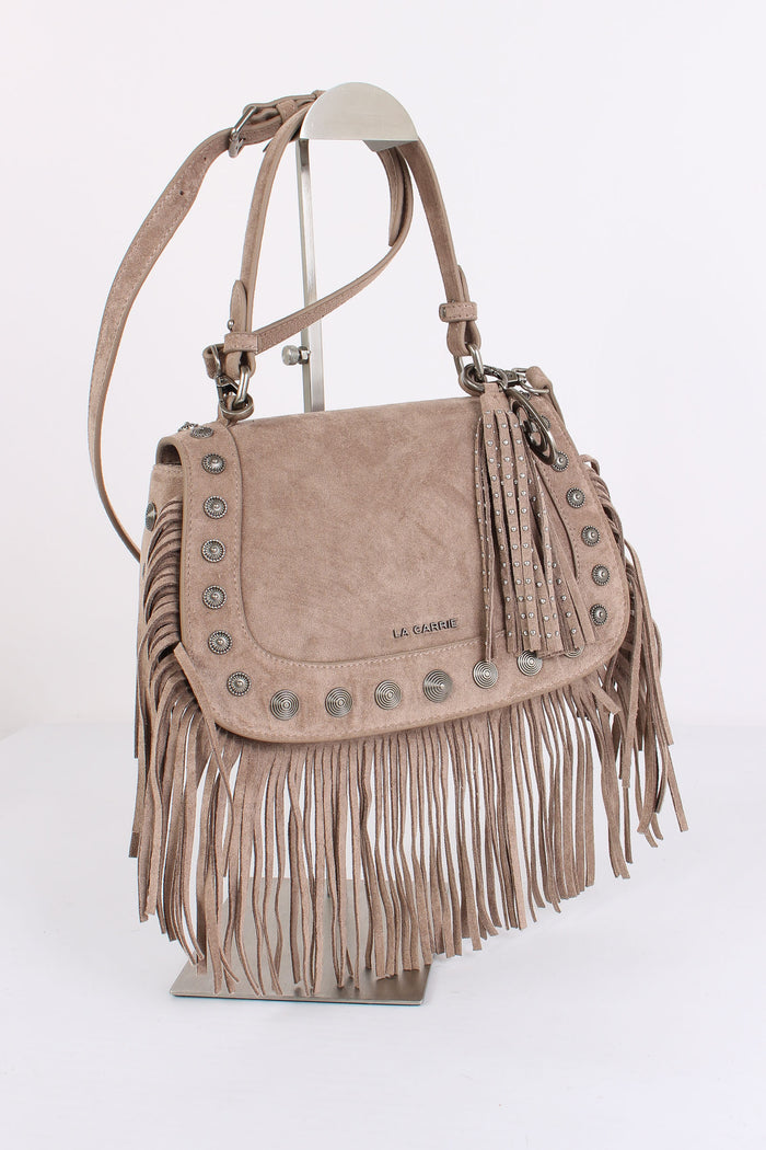 Borsa 1 Manico Suede Borchie Taupe-5