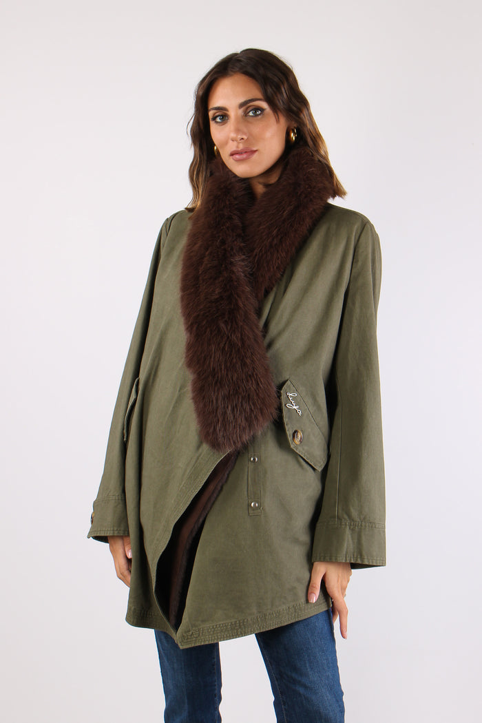 Parka Collo Pelliccia Verde Alpino-2