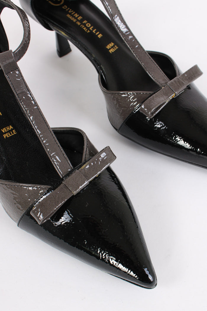 Tanghero Pelle Lucida Fiocco Nero/grigio-4