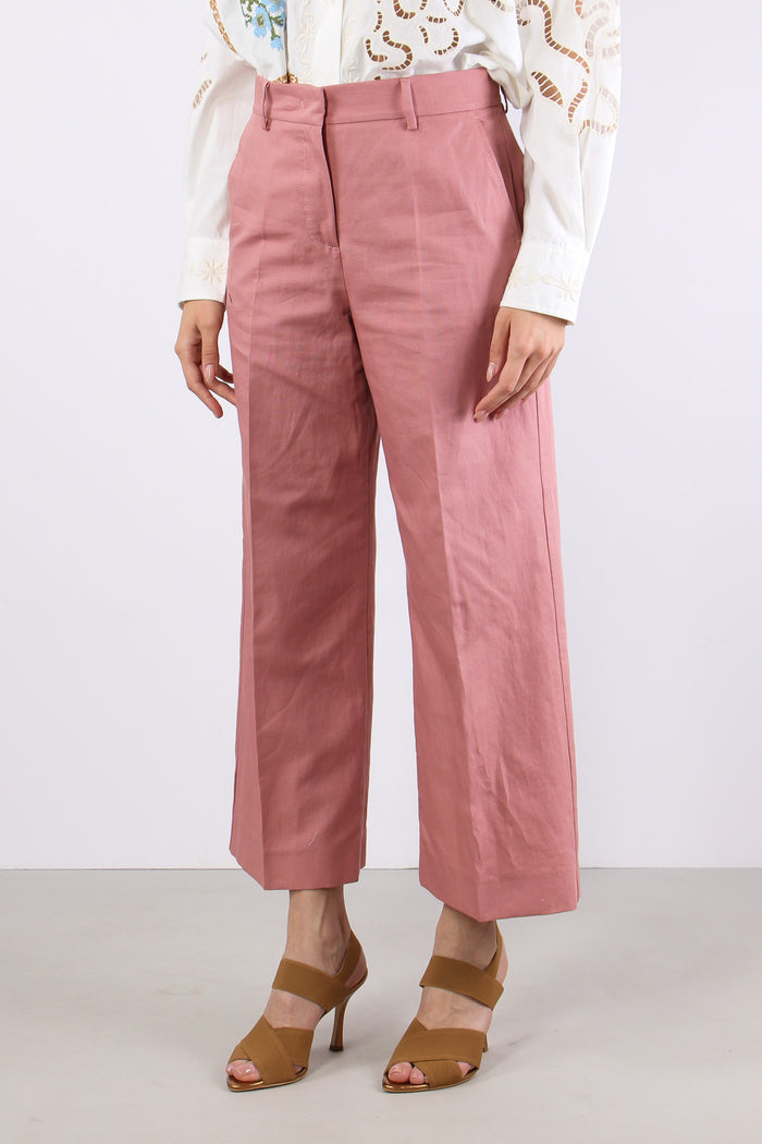 Zircone Pantalone Cropped Misto Lino Rose-3