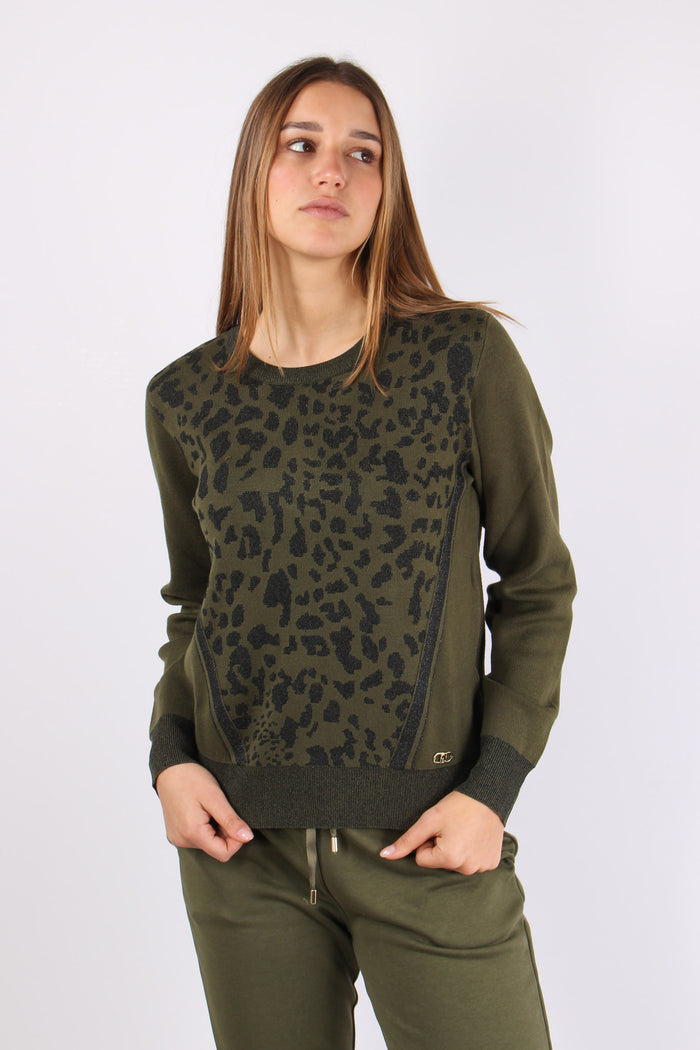 Maglia Inserto Macula Lurex Olive/nero-2