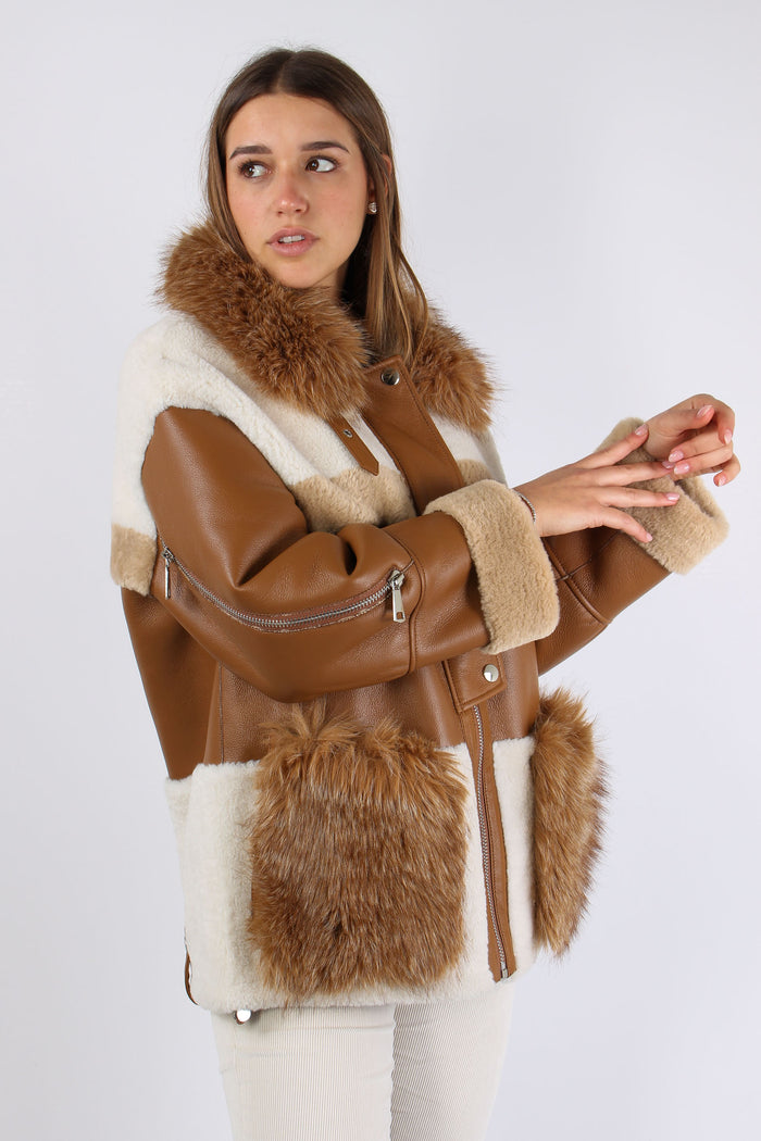 Montone Inserto Ecopelliccia Brown-9