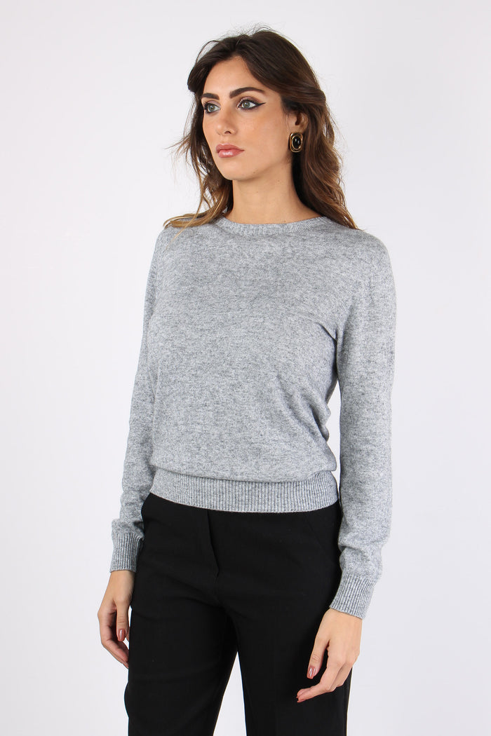 Maglia Misto Cachemire Grigio Melange-7
