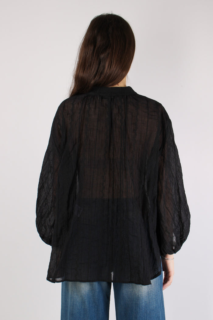 Camicia Mussola Ricami Nero-4