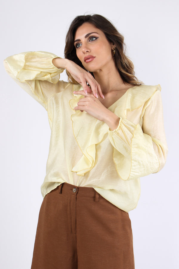 Blusa Mussola Scavo V Rouge Giallo-2