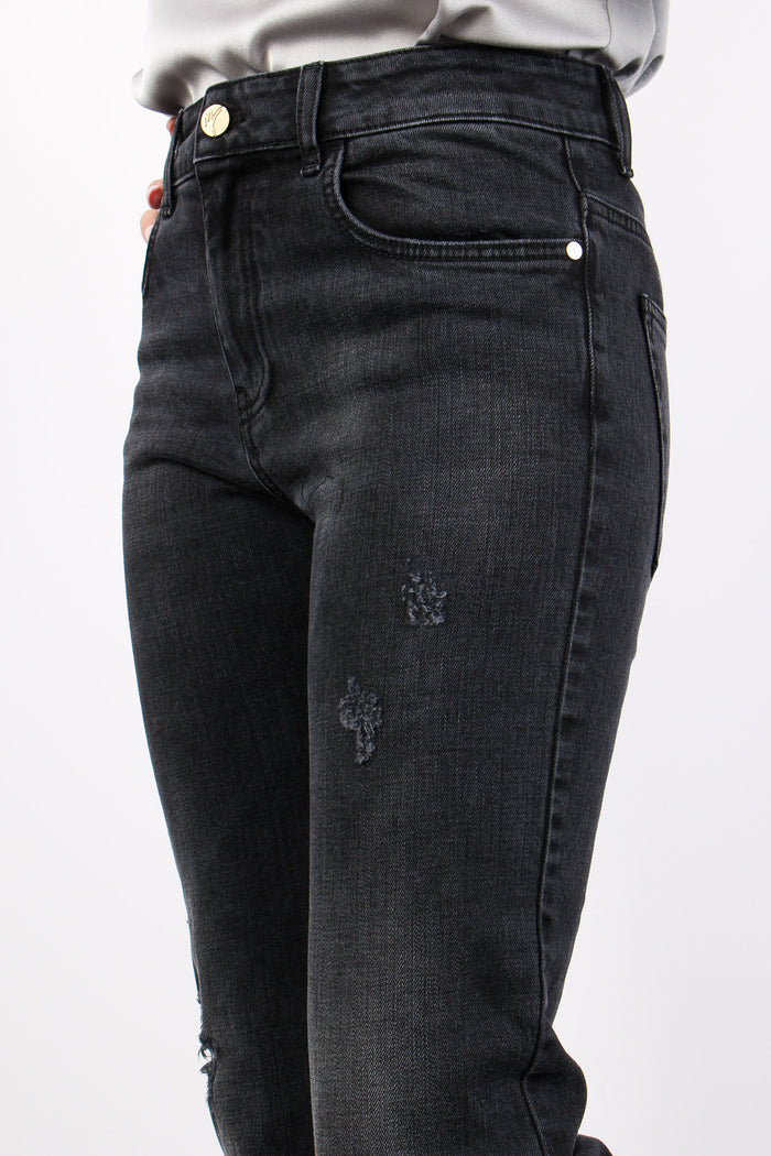 Jeans Gamba Dritta Rotture Nero Wash-5