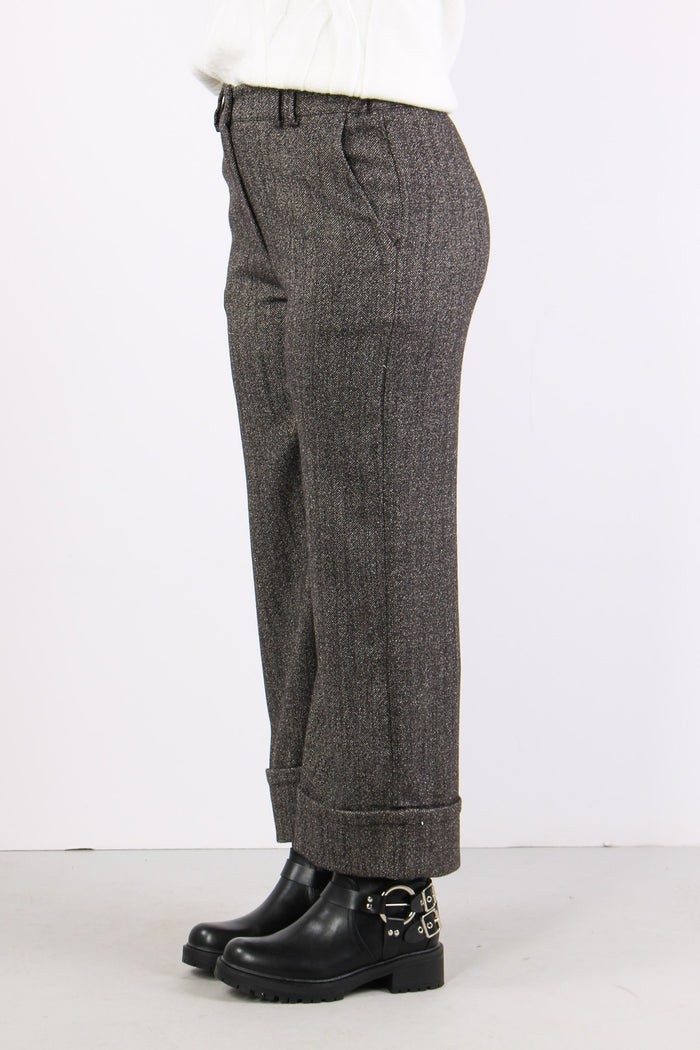 Pantalone Cropped Risvolto Nero-3