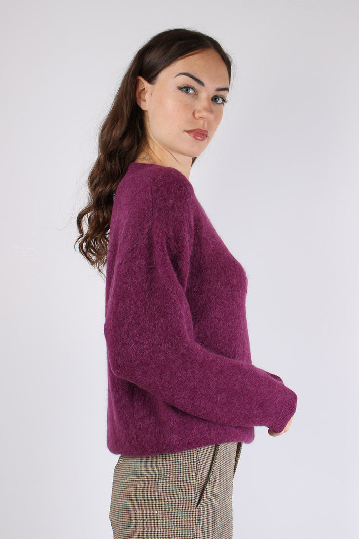 Maglia Over Applicazione Rose Wine-9