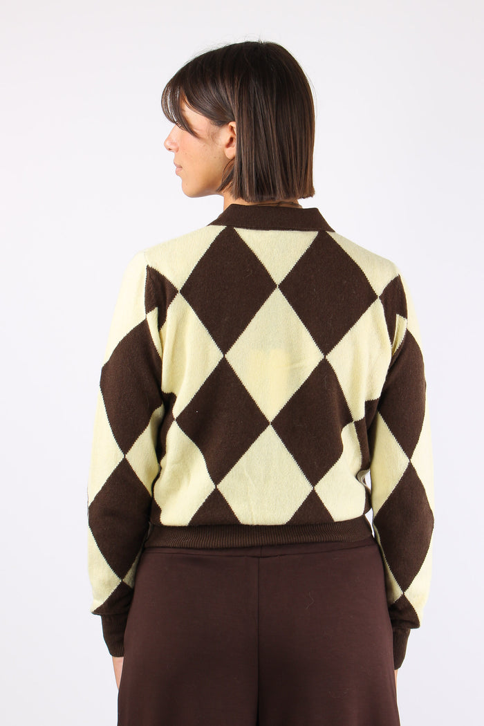 Polo 100% Lana Losanghe Giallo/moro-5