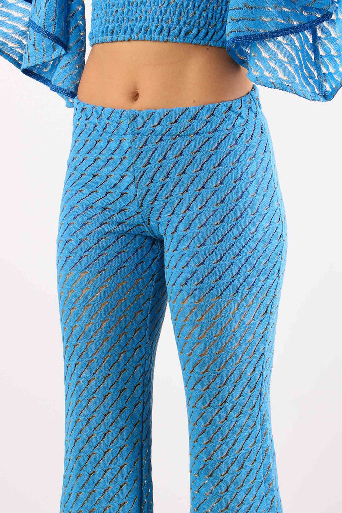 Pantalone Svasato Jacquard Bluette-7