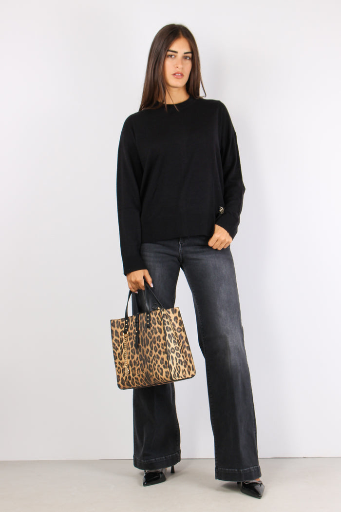 Girocollo Viscosa Lana Nero